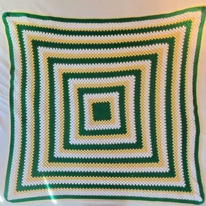 Homemade Crocheted Square Afghan Throw/Blanket Vintage Cottagecore 60" x 60"